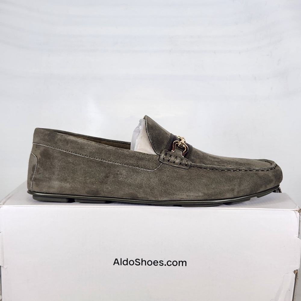 Aldo Spanner Loafers Mens Size 10.5 Olive Suede Bit Driver Shoes